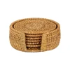 Tiseco onderzetters in houder ø 10 cm rattan naturel 6 stuks