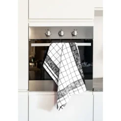 Tiseco Pharao Arabesque theedoek 50 x 70 katoen zwart 3 stuks