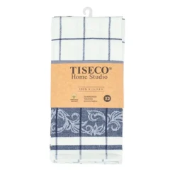 Tiseco Pharao Arabesque theedoek 50 x 70 katoen dark blue 3 stuks