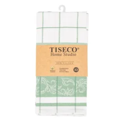 Tiseco Pharao Arabesque theedoek 50 x 70 katoen smoke green 3 stuks