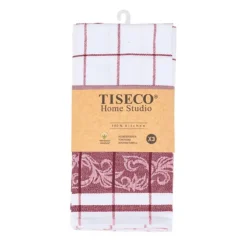 Tiseco Pharao Arabesque theedoek 50 x 70 katoen red 3 stuks