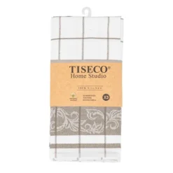 Tiseco Pharao Arabesque theedoek 50 x 70 katoen taupe 3 stuks