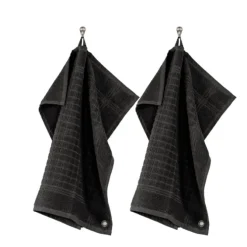 Tiseco Pharao handdoek 50 x 50 cm katoen zwart 2 stuks