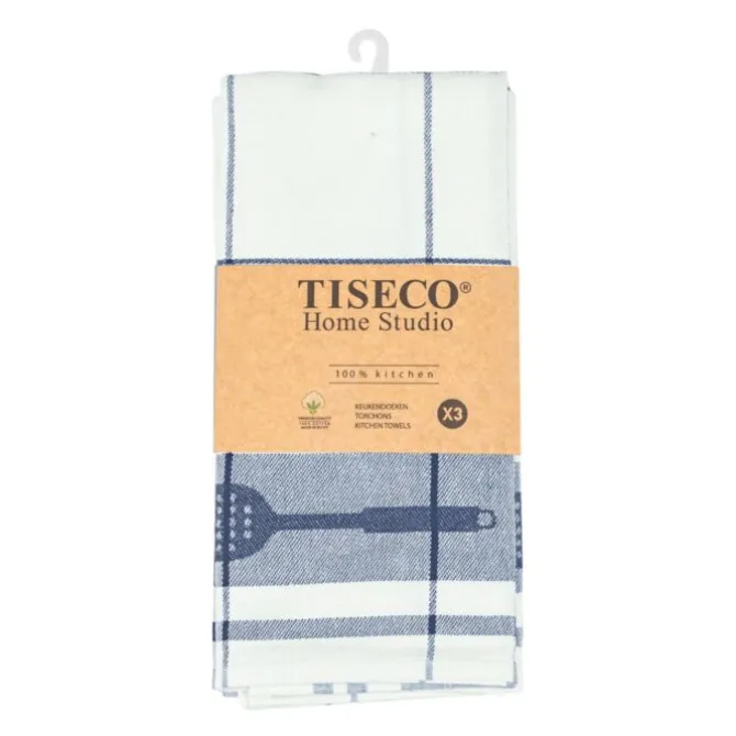 Tiseco Pharao Utensils theedoek 50 x 70 cm katoen dark blue 3 stuks