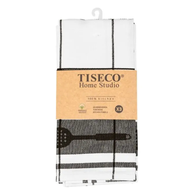 Tiseco Pharao Utensils theedoek 50 x 70 cm katoen zwart