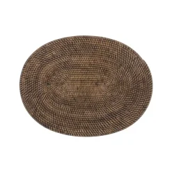 Tiseco placemat ovaal ø 30 x 40 cm rattan donkerbruin