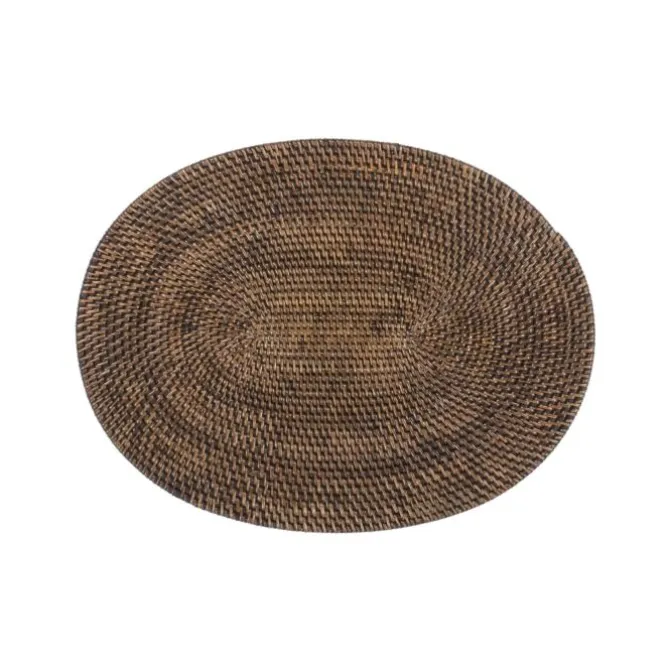 Tiseco placemat ovaal ø 30 x 40 cm rattan donkerbruin