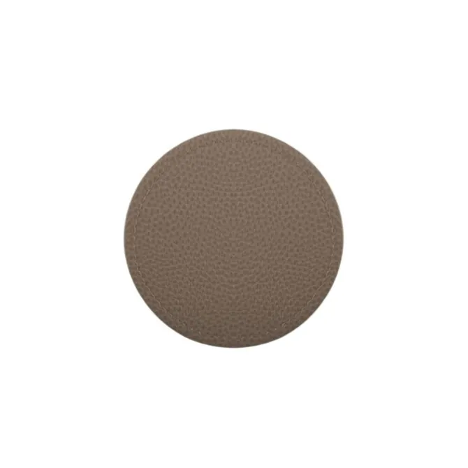 Tiseco Trudo onderzetter ø 10 cm vegan leer taupe 4 stuks