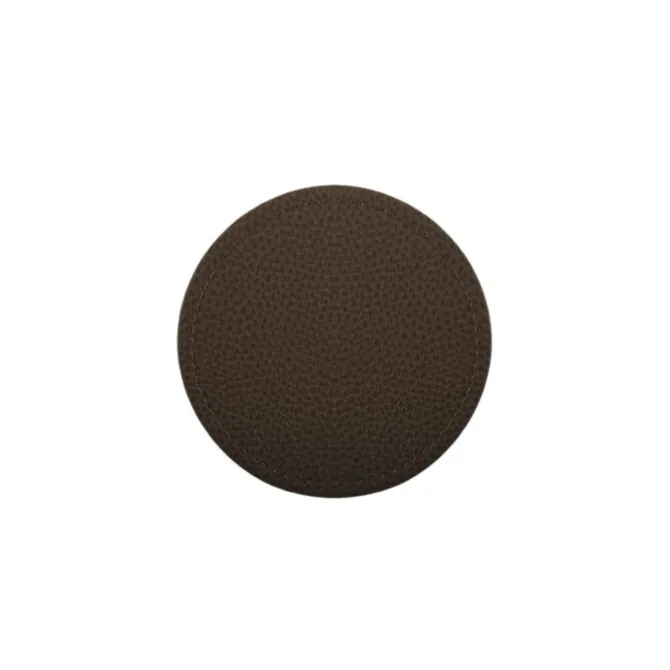 Tiseco Trudo onderzetter ø 10 cm vegan leer dark brown 4 stuks