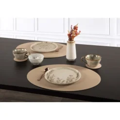Tiseco Trudo placemat ovaal 33 x 45 cm vegan leer grey