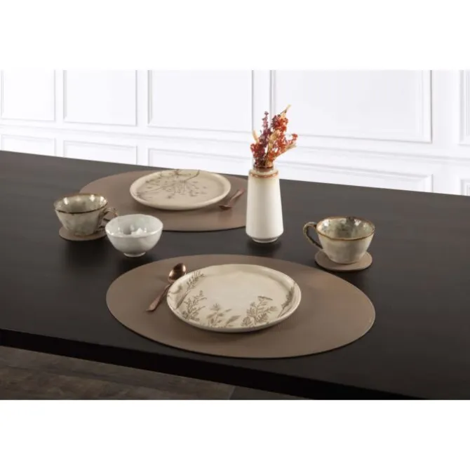 Tiseco Trudo placemat ovaal 33 x 45 cm vegan leer taupe