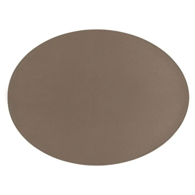 Tiseco Trudo placemat ovaal 33 x 45 cm vegan leer taupe