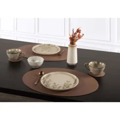 Tiseco Trudo placemat ovaal 33 x 45 cm vegan leer chocolat