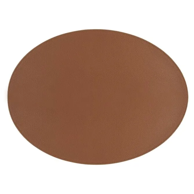 Tiseco Trudo placemat ovaal 33 x 45 cm vegan leer caramel