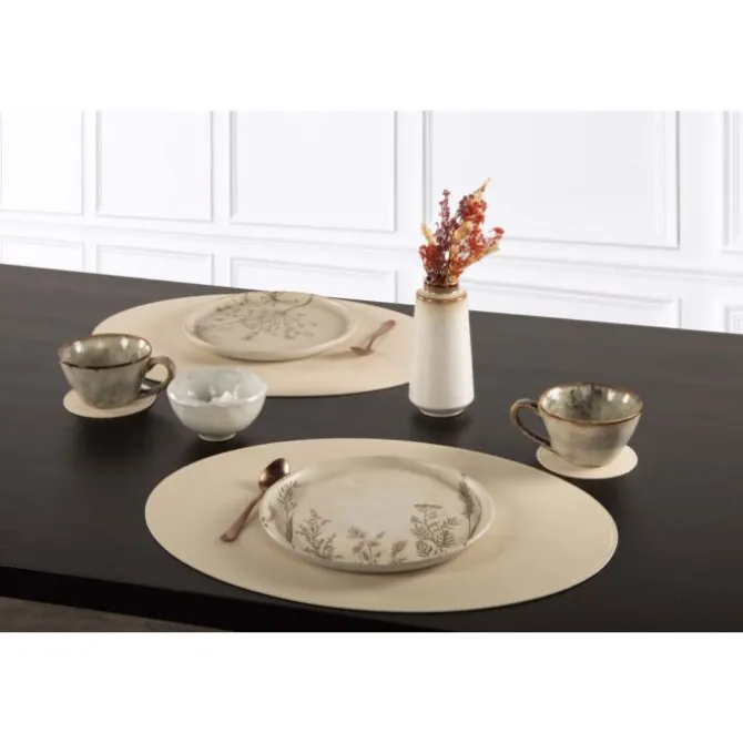 Tiseco Trudo placemat ovaal 33 x 45 cm vegan leer cream