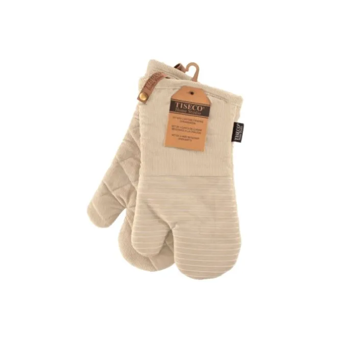 Tiseco Velmar ovenwant 33 x 17 cm katoen beige 2 stuks