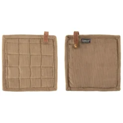 Tiseco Velmar pannenlap 20 x 20 cm katoen taupe 2 stuks