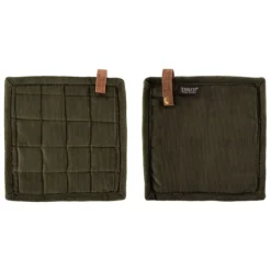 Tiseco Velmar pannenlap 20 x 20 cm katoen olijfgroen 2 stuks