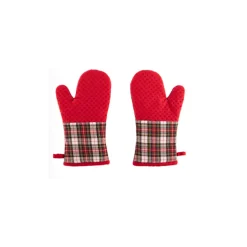 Tiseco Xmas ovenwant 14 x 20 cm katoen rood 2 stuks