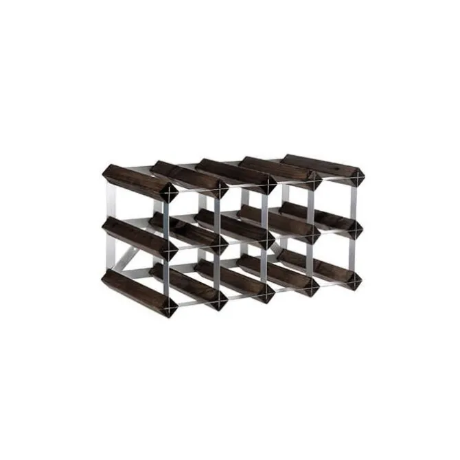 Traditional Wine Rack Co. wijnrek voor 12 flessen 42 x 22,8 cm verbrande eik bruin