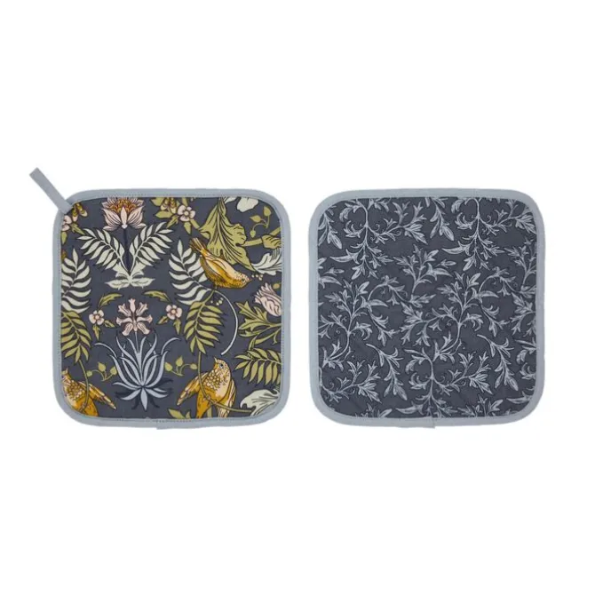 Ulster Weavers Finch & Flower pannenlap katoen blauw