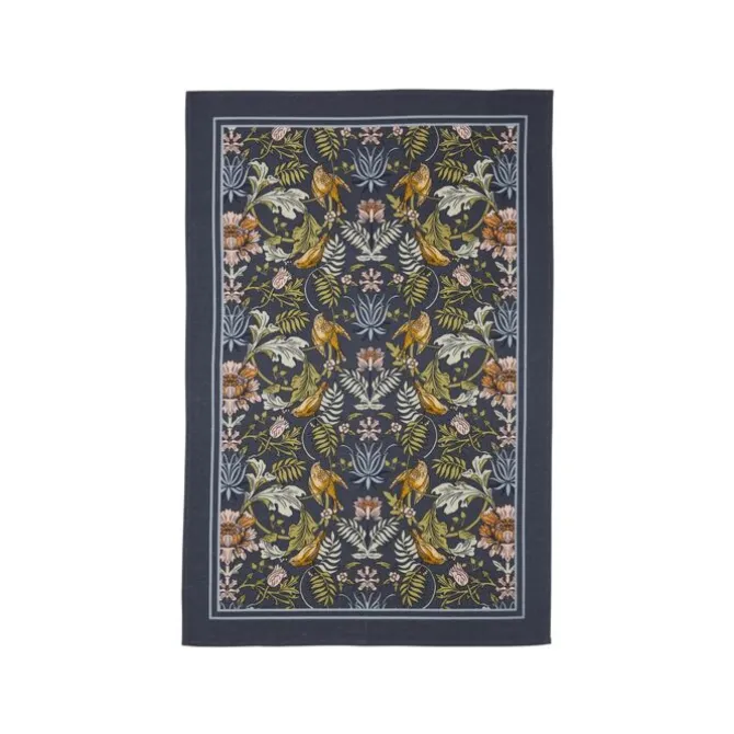 Ulster Weavers Finch & Flower theedoek katoen blauw