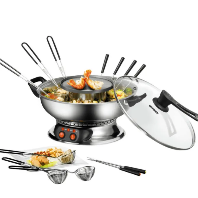 Unold Asia Fondue rond ø 41,5 cm 6 persoons rvs