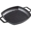 Victoria skillet vierkante grill met 2 grepen 26 x 26 cm geëmailleerd gietijzer