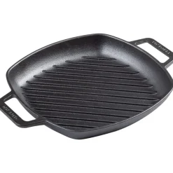 Victoria skillet vierkante grill met 2 grepen 26 x 26 cm geëmailleerd gietijzer