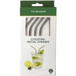 Vin Bouquet herbruikbaar rietje rvs 4 stuks