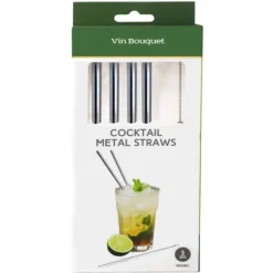 Vin Bouquet herbruikbare rietjes rvs 5-delig
