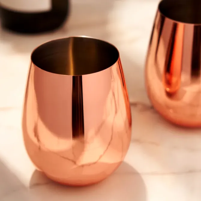 Viski Stemless tumbler wijnglas Copper 2 stuks