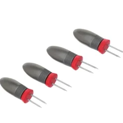Westmark maiskolfhouders 7,5 cm rvs/kunststof rood/zwart 4 stuks