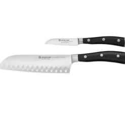 Wüsthof Classic Ikon messenset santoku en groentemes messenstaal 2-delig