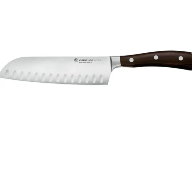 Wüsthof Ikon Santoku mes met kuiltjes 17 cm messenstaal hout
