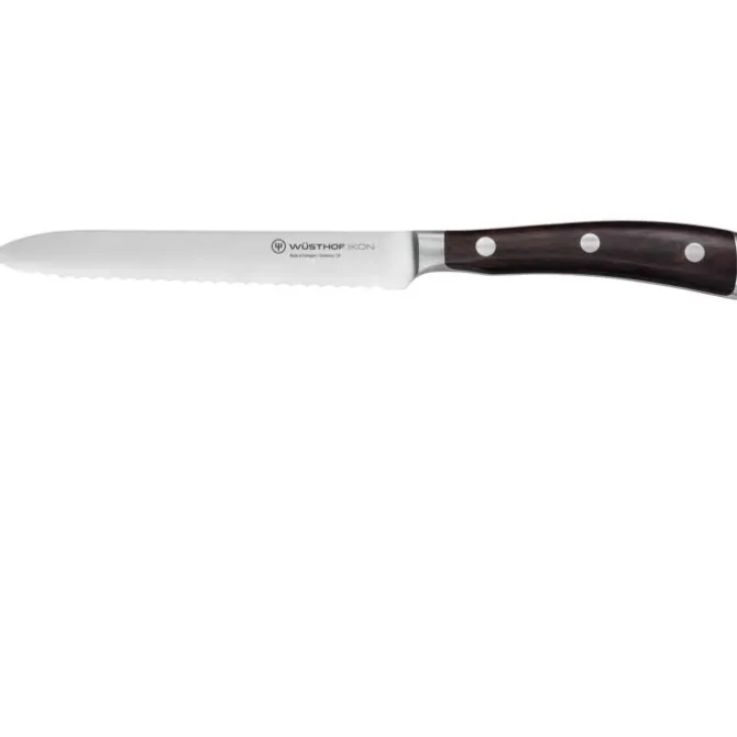 Wüsthof Ikon worst- en tomatenmes 14 cm messenstaal hout